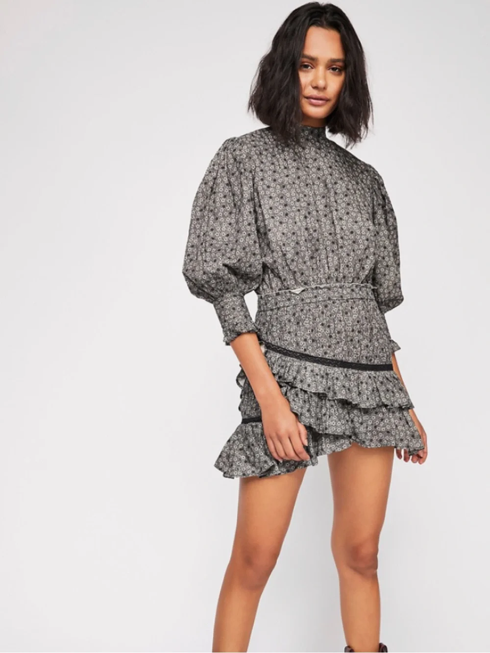 lorelei mini dress Madewell Cotton-Linen Lorelei Mini Dress in Clip Dot Size XXS Tiered Babydoll